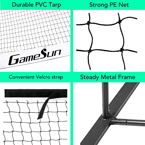 Complete Pickleball net Set for Outdoor, Indoor, Backyard use, Includes Metal Frame, 22 Feet PE net, Paddles, Balls,Carry Bag - color: Black