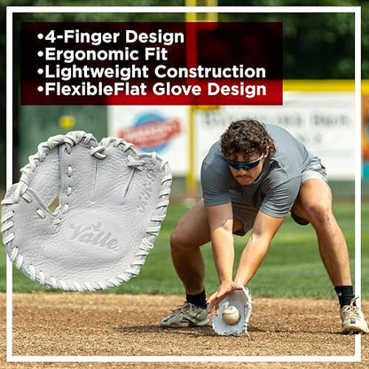 Valle Eagle KK-P 4-Finger Baseball Glove - Infield Flat-Style Training Glove - Durable Leather, Flexible, Sure-Grip - Ideal for Any Age and Player - Perfect for Game Drills - Sure-Grip, Softball