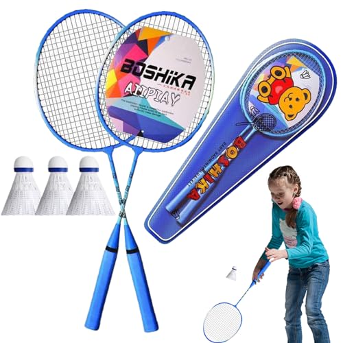 Sports Badminton Racket,1 Pair Professional Lightweight Playing Racquet - Outdoor Recreation Accessories, with Carrying Bag and 3 Badminton Shuttlecocks - color: Blue Gives Away 3 Balls + Ball Bag