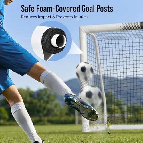 Soccer Goal for Backyard, 8x5/6x4 FT Heavy Duty Soccer Net with Safety Foam Padded Metal Post, Durable Goals with Training Set Agility Ladder & 12 Cones for Youth & Adults Practice - size: 6x4 FT