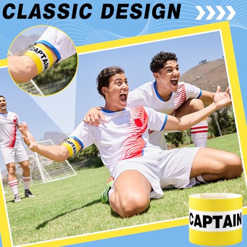 VioraWhite 12pcs Captain Arm Bands for Soccer Captain Armband Adjustable Unisex Elastic for Team Training - color: Yellow
