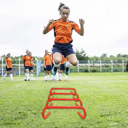YEXEXINM Professional Agility Ladder Speed Training Equipment Set-20ft Agility Ladder,12 Soccer Cones, 4 Agility Hurdles, Running Parachute, Suitable for Soccer Football Basketball Training - color: red