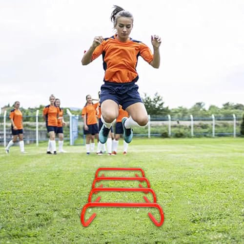 YEXEXINM Professional Agility Ladder Speed Training Equipment Set-20ft Agility Ladder,12 Soccer Cones, 4 Agility Hurdles, Running Parachute, Suitable for Soccer Football Basketball Training - color: red