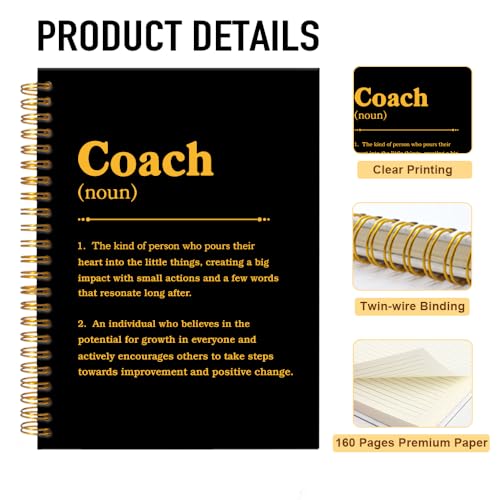 Coach Definition Funny Black Golden Spiral Notebook, Coach Office Decor Appreciation Gifts, Coach Birthday Gifts, Thank You Gifts for Sports Coach Mentor Motivator Leader Boss Teacher