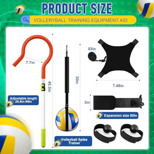 Silipull 4 Pcs Volleyball Spike Trainer Set Volleyball Training Equipment Solo Serve Volleyball Attack Trainer Volleyball Rebounder for Beginners Practicing Serving Spiking Volleyball Gift (Orange)