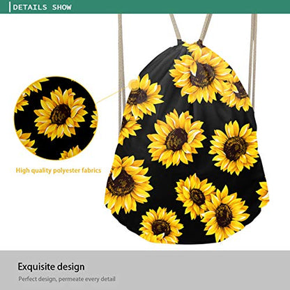Mumeson Floral Leaves Drawstring Bag Printed Satchel Bag Zipper Closure Backpack Shoulder Bag with Polyester - color: Floral Horse