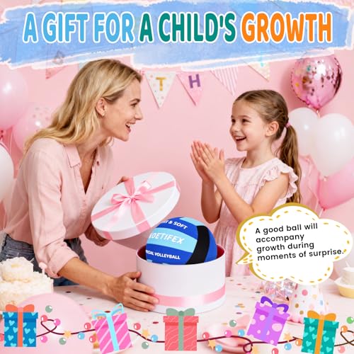Soft Volleyball-Super Soft Fabric Light Volleyball for Indoor Practice Safe and Quiet Kids Youth Beginners House Yard Training Practice Games(Deflated)