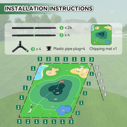 Liberry Golf Chipping Game with Large Chipping Mat, 2 Adjustable Clubs, 20 Sticky Balls, Outdoor Indoor Sports Training Toy Gift for Adults Kids, Family Yard Target Game - style: chipping mat with standard club