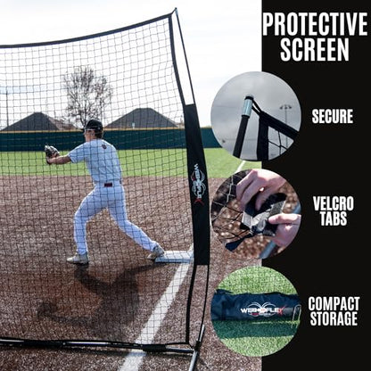 Web Flex® 7x7 ft Portable Baseball & Softball Batting Practice Screen Net, Durable Nylon & Metal Frame, Protective Batting Net for Pitching & Hitting, Easy Setup, Full Coverage with Carry Bag | Black