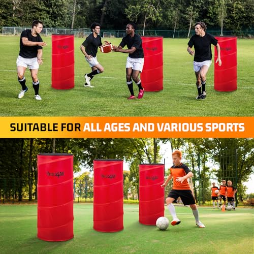 Yes4All Pop Up Defender, 3-Pack Basketball Youth Training Equipment, Portable Football Soccer Basketball Drill Defender - color: A. Red