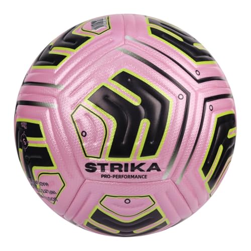 STRIKA Premium Soccer Ball Size 5 & 4 – Durable Hybrid Bonded Training Ball for Adults & Kids – Water-Resistant, Long Air Retention – Indoor/Outdoor Play - color: Pink - Preimum, size: 5