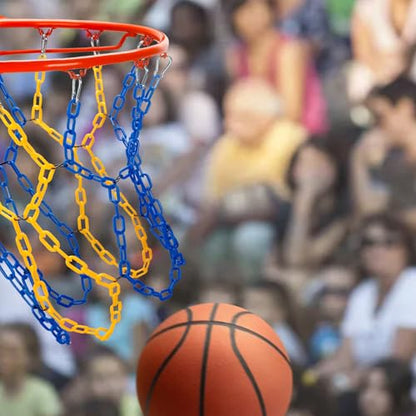 Basketball Net Replacement Heavy Duty,Resin Material, Anti-Rust Use Indoor Outdoor Standard 12-Ring Basketball Hoop - style: Blue/Yellow