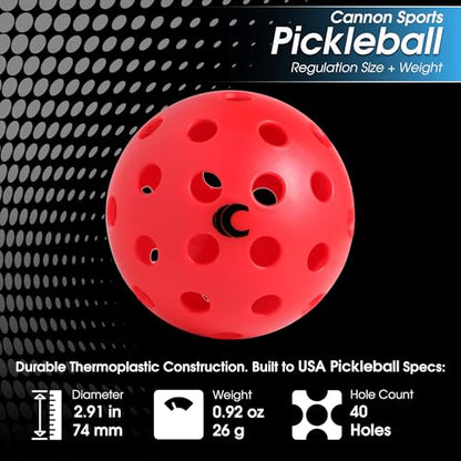 Cannon Sports 4-Pack Pickleballs with Carry Bag – 40 Hole Outdoor Balls – High Visibility, Durable, and Crack Resistant for All Skill Levels