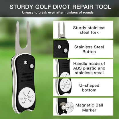 Golf Divot Repair Tool with Premium Metal Gift Box, Heavy Duty 2-Layer Stainless Steel & ABS, Thicker & Harder Prongs, Foldable, Magnetic Ball Marker,Green - color: Blue