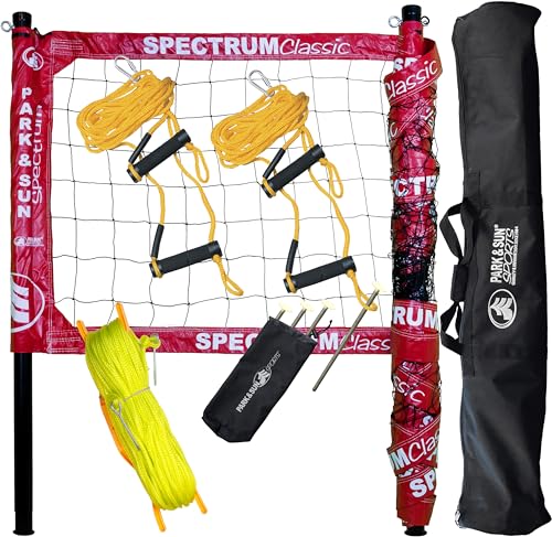 Park & Sun Sports Spectrum Classic: Adjustable Professional Outdoor Volleyball Net System - color: Red