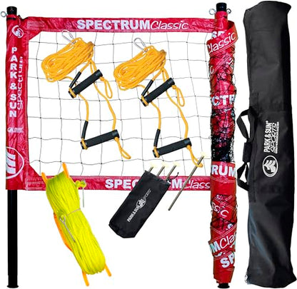 Park & Sun Sports Spectrum Classic: Adjustable Professional Outdoor Volleyball Net System - color: Red