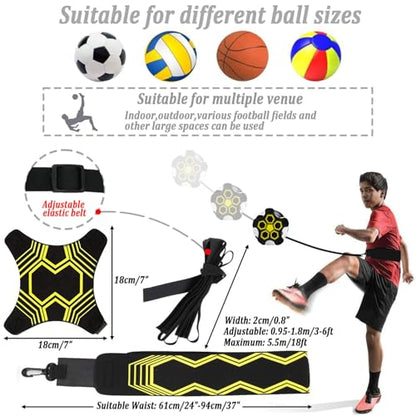 Football Kick Trainer, Soccer/Volleyball/Rugby Trainer Hands-Free Adjustable Solo Soccer Practice Aid Throw Training Equipment for Kids Adults Ball Sizes 3, 4, 5 - color: 4 Straps