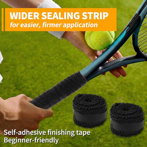 2 Pcs Tennis Racket Grip Tape, Towel Tennis Overgrip Tape, Anti-Slip Absorbent Grip, Racket Overgrip Tape,9 Colors - color: Black