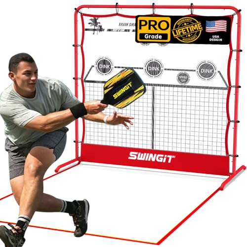Pickleball Rebounder Practice Net with 6FT Small Mini Pickleball Net Set - Portable Solo Training System for Forehands, Dinks & Volleys, Indoor Outdoor Backyard - color: Red, size: 6ft High, 6ft Wide