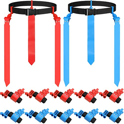 Hungdao 10/12 Players Flag Football Belts and Flags Adjustable Football Belts for Kids Teens Adults Team Training Sport Event - color: Red, Blue
