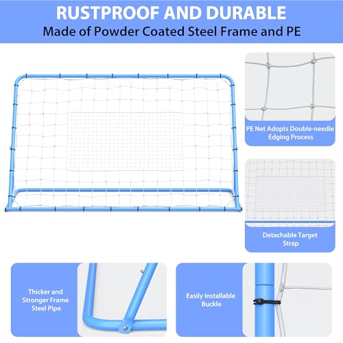 6x4 ft Soccer Rebounder, Adjustable Angle Heavy Duty Soccer Training Net with Steel Frame, Portable Football Rebounder for Solo & Team Practice,Passing & Control Training Equipment for Backyard, Field