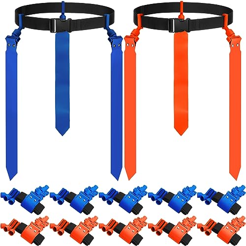 Hungdao 10/12 Players Flag Football Belts and Flags Adjustable Football Belts for Kids Teens Adults Team Training Sport Event - color: Blue, Orange