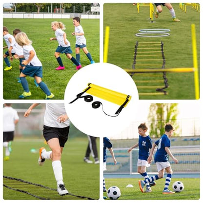 Agility Ladder Training Kit – Workout Equipment, Fitness Tool | Speed Coordination Ladder, Balance Control Rope, Adjustable Field Exercise Accessory, Outdoor Conditioning System for Teens Men Women