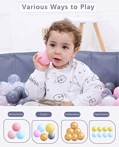 MoonxHome Ball Pit Balls for Toddlers, BPA Free Crush Proof Plastic Toy Balls for Ball Pit, Children's Pool Water Toys, Macaron Ocean Balls for Play Tent 2.15 Inch Pack of 100 200 500 800 1000 - color: A-transparent
