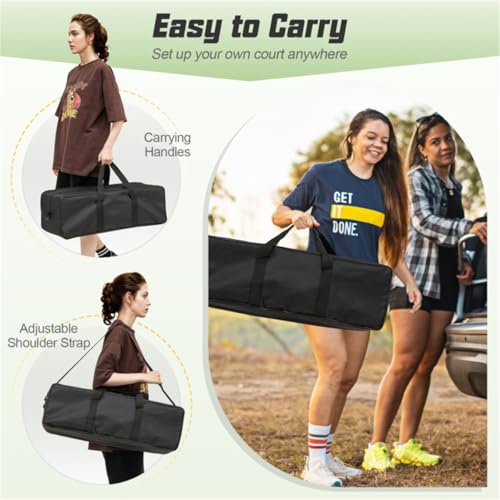 Heavy-Duty Outdoor Volleyball Net System with Adjustable Steel Poles, Anti-Sag Winch, and Portable Carry Bag for Backyard, Beach, or Park Use