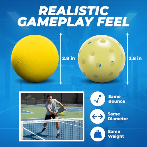Tourna Whisperball - Quiet Foam Pickleball - 12 Balls per Pack. Train Hard Play Quiet.