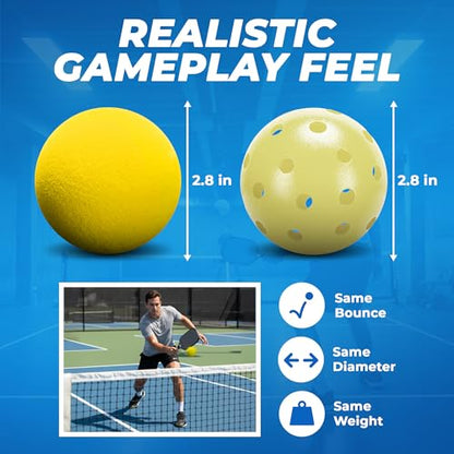 Tourna Whisperball - Quiet Foam Pickleball - 12 Balls per Pack. Train Hard Play Quiet.