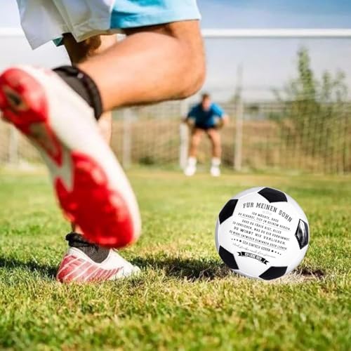Traditional Black White Soccer Ball High Performance Diameter 21cm/ 8.3 Inch, I Love You Inspirational Soccer Gifts for Birthday Christmas - color: Meinen Sohn