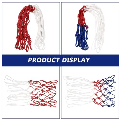 TOYANDONA 2pcs Professional Basketball Net Polyester Mesh Replacement Outdoor Basketball Rim Net Tricolor Sturdy 3.0mm Thick for Sports Court Use