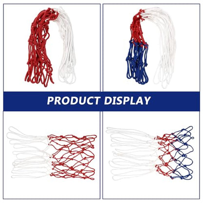 2pcs Polyester Basketball Nets Replacement, 3.0mm Sturdy Woven Mesh, Tricolor, Professional Ball Accessories for Outdoor Basketball Hoops and Courts