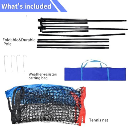 Badminton Net - Height Adjustable Portable Pickleball & Volleyball Net - 10 FT Wide Foldable Soccer Tennis Net with Poles for Kids Backyard Games Indoor Outdoor Use