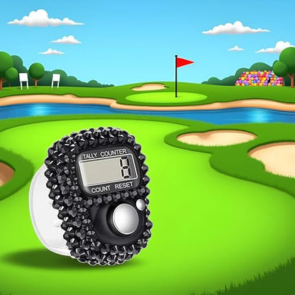 Electronic Finger Tally Counter Clicker Counter,Convenient Portable Digital Display Tally Counter,Resettable Mini Lap Counter for Golf Goods Counting Accessories,Track and Field Lap Counters - color: Black