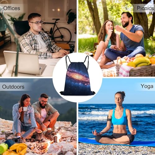 Theft Proof Drawstring Bag Water Resistant Cinch Sack Gym Sport Backpack for Travel Camping, Space Galaxy Bags - color: Picture (1010)
