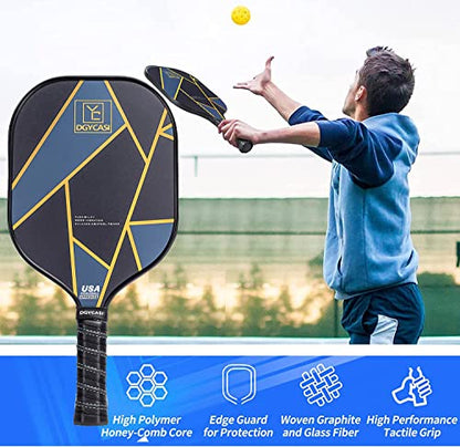 YC DGYCASI Pickleball Paddles Set of 2, USAPA Approved Carbon Fiber Pickleball Set, Lightweight Pickle Ball Rackets 2 Pack, 2 Outdoor Pickleball, 2 Indoor Pickleball, 1 Pickleball Bag - color: Golden