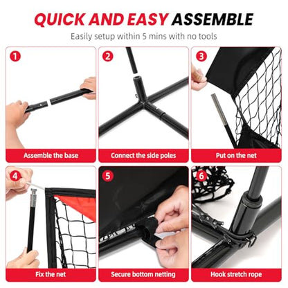 BAGAIL Football Throwing Net - 5 or 9 Target Pockets, Easy Setup, Heavy-Duty - Portable QB Accuracy Trainer, Fun Target Practice Net for Football with Carry Bag