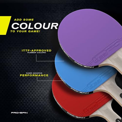 PRO-SPIN Ping Pong Paddles – ITTF Approved Professional Table Tennis Rackets with Carbon Fiber for Superior Control | 7-Ply Blade, Premium Rubber, 2.0mm Sponge - color: 2-Pack | Blue/Violet