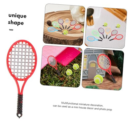 SUPVOX 6 Pcs Miniature Tennis Set, 1:12 Scale Dollhouse Sports Accessories with Rackets & Balls, Realistic Toy for Dolls, Room Decor, and Photography Props