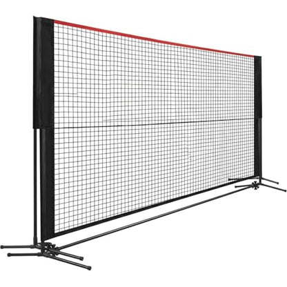 10FT Badminton Net Set - Adjustable Height Multi-Sport Net for Pickleball, Tennis, Volleyball & Soccer Tennis - Portable Indoor/Outdoor Sports Net with Carry Bag, Red and Black