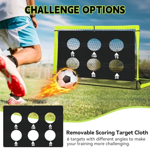 Kids Soccer Goals for Backyard Set of 2-6x4 ft Portable Pop Up Soccer Nets Training Equipment with Soccer Ball, Ladder, Cones, Ideal Birthday for Kids,Baseball & Softball Batting Cages