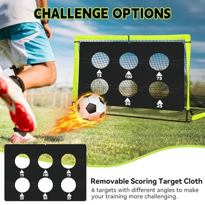 Kids Soccer Goals for Backyard Set of 2-6x4 ft Portable Pop Up Soccer Nets Training Equipment with Soccer Ball, Ladder, Cones, Ideal Birthday for Kids,Baseball & Softball Batting Cages