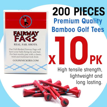 Bamboo Golf Tee Caddy - Funny Cigarette-Style Box, Durable 2 3/4" Biodegradable Wooden Golf Tees, Novelty Golf Gift for Men & Women, Wood Golf Tees 2 3/4 Inch - size: 10 Pack