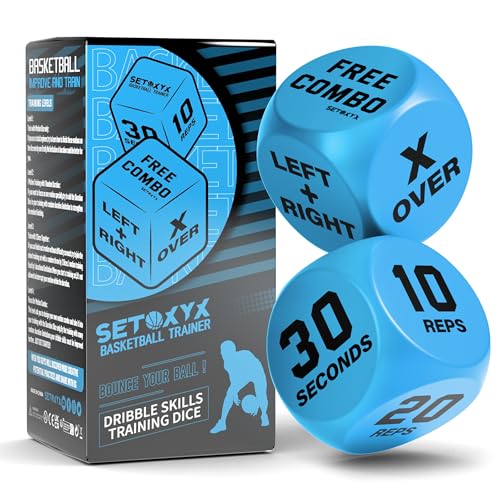 Basketball Dribble Skills Dice Set - Training Equipment - Basketball Gift for Boys.Dribble Skills Training for Beginner and Party Favors - color: Blue