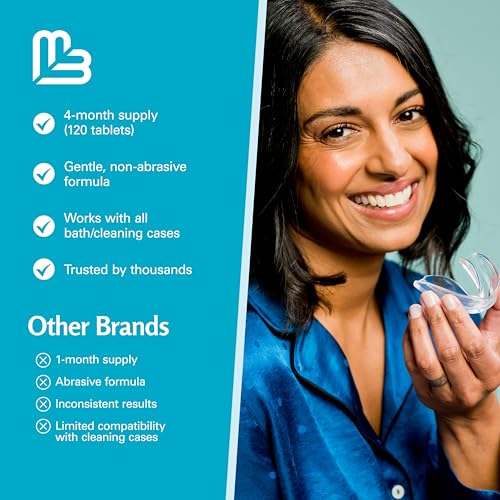 Retainer Cleanser Tablets Invisalign Cleaner, Removes Odors Discoloration Stains and Plaque 4 Month Supply Denture Cleansers Retainers Mouth Guards Denture Bath Mint by M3 - size: 120 Count