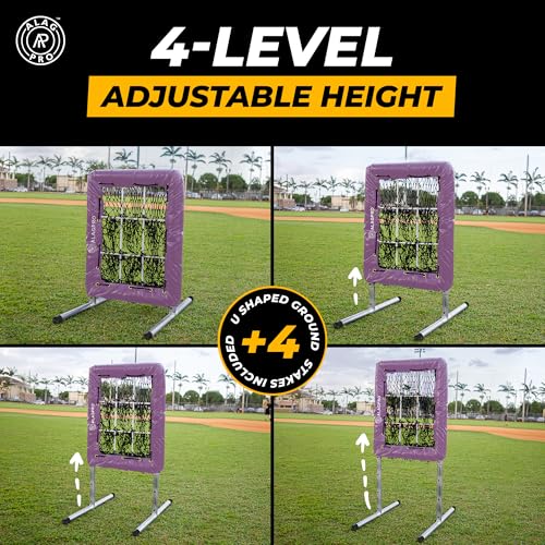 ALAGPRO® 9 Hole Pitching Net with Strike Zone - Baseball and Softball Training - Batting, Throwing and Hitting Practice Equipment - Portable, Backyard Setup