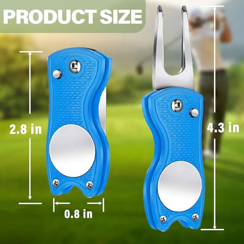 Golf Divot Repair Tool, All Metal Foldable Divot Tool with Pop-up Button & Magnetic Ball Marker, Mini Divot Repair Tool, Best Choice for Professional Golfers