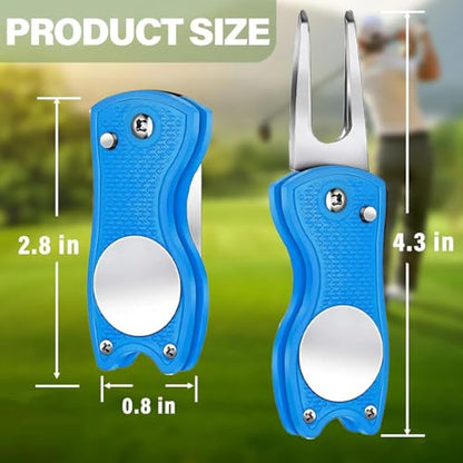 Golf Divot Repair Tool, All Metal Foldable Divot Tool with Pop-up Button & Magnetic Ball Marker, Mini Divot Repair Tool, Best Choice for Professional Golfers